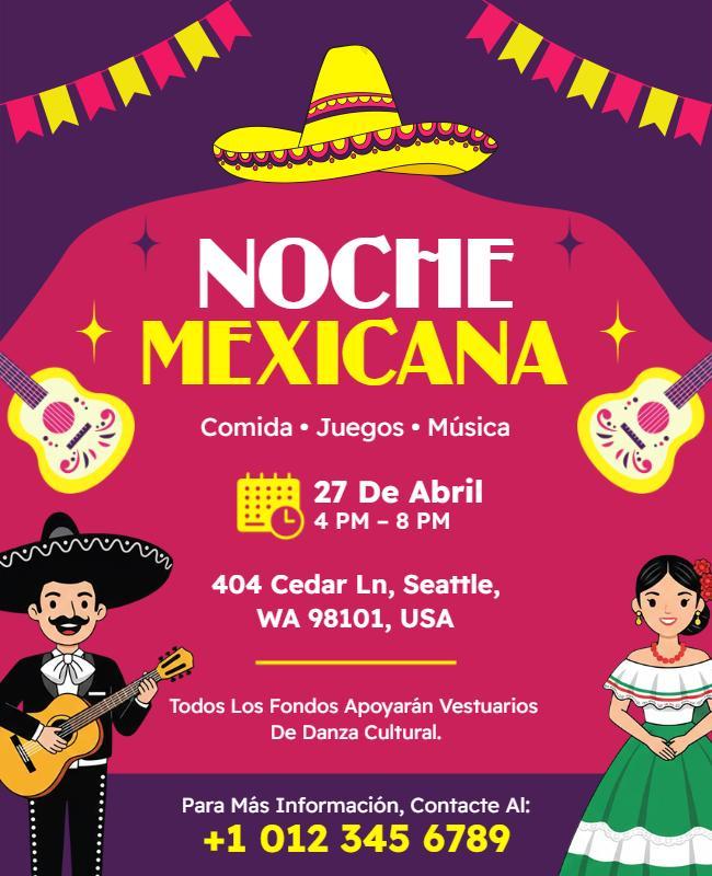 Plantilla De Volante Para Evento Cultural De La Noche Mexicana