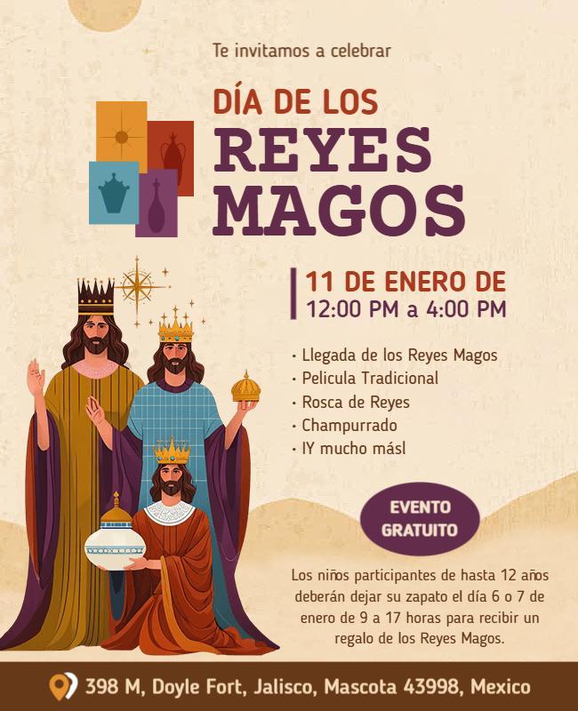 Plantilla De Volante Para Evento De Celebración Del Día De Los Reyes Magos