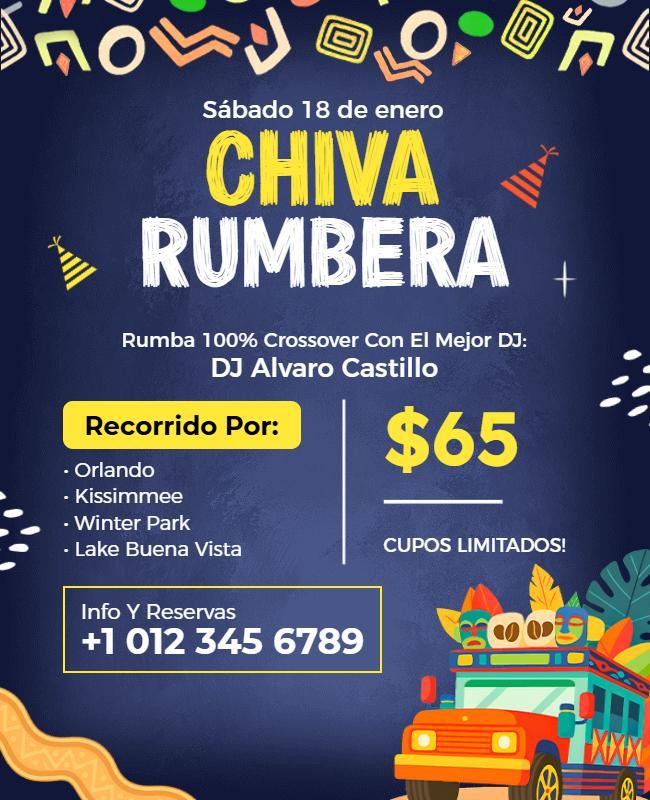 Plantilla De Volante Para Evento De DJ Chiva Rumbera Night