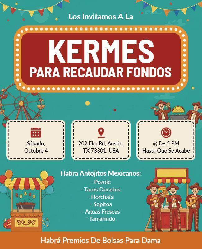 Plantilla De Volante Para Evento De Recaudación De Fondos De Kermés Mexicano