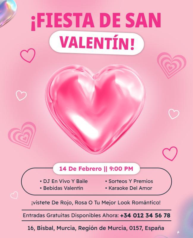 Plantilla De Volante Para La Celebración De La Fiesta Del Día De San Valentín