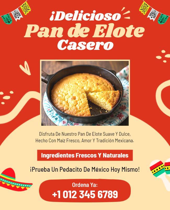 Plantilla De Volante Para Promocionar El Pan De Maíz Tradicional Mexicano