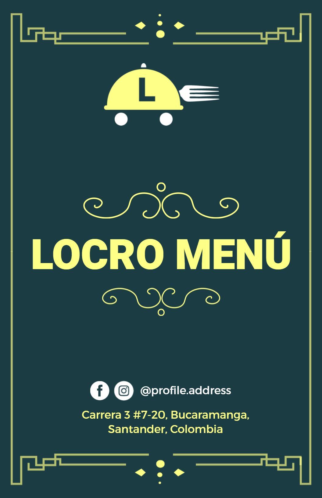 Plantilla Elegante De Menú De Cocina De Locro En Amarillo Y Azul