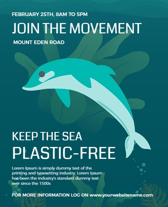 Plastic Free Ocean Awareness Campaign Flyer Template