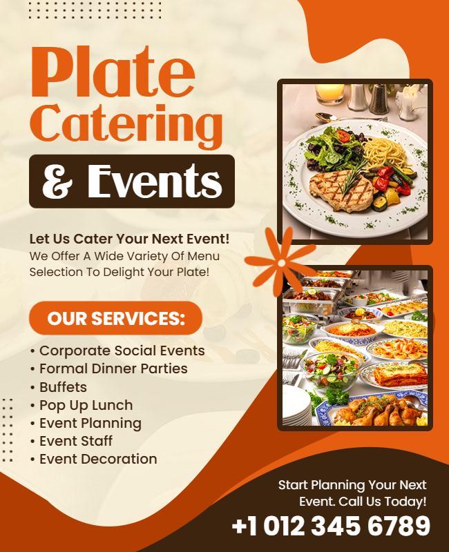 Plate Catering and Events Services Promotional Flyer Template