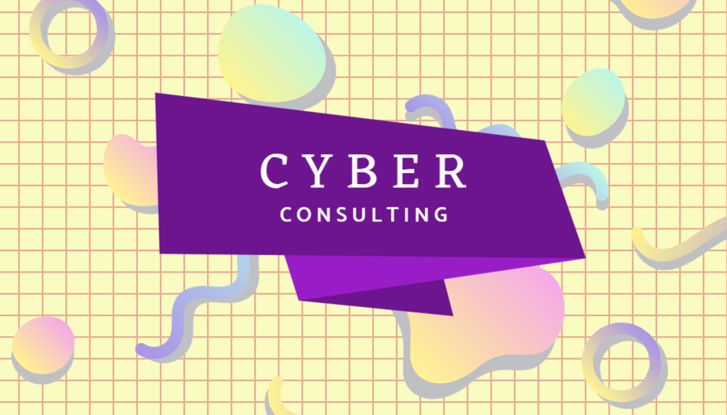 Playful Abstract Purple Cyber Consulting Business Card Template