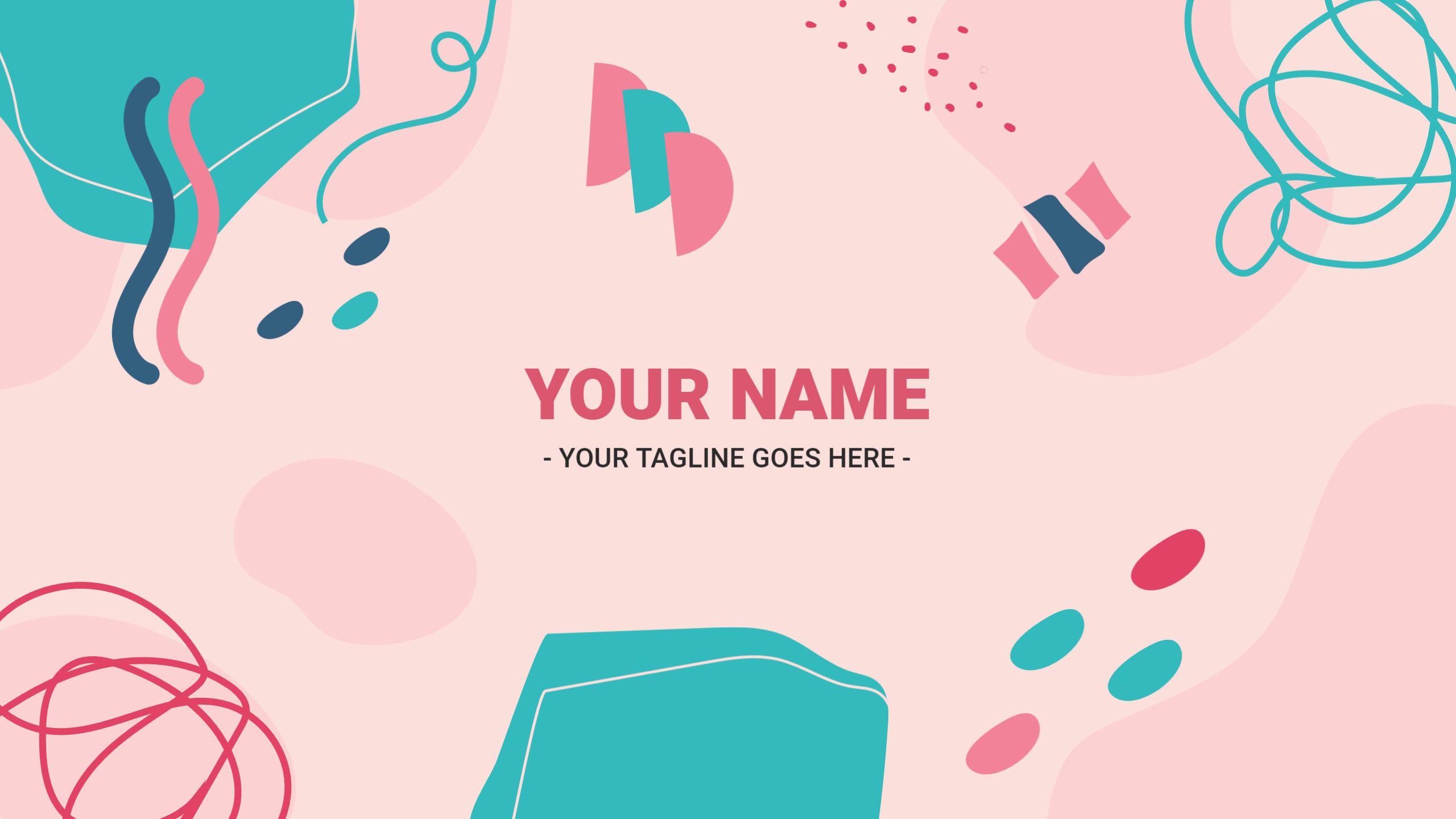 Playful Abstract Shapes with Pink Background YouTube Banner Template