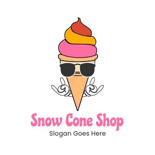 Playful and Colorful Snow Cone Shop Ice Cream Logo Template