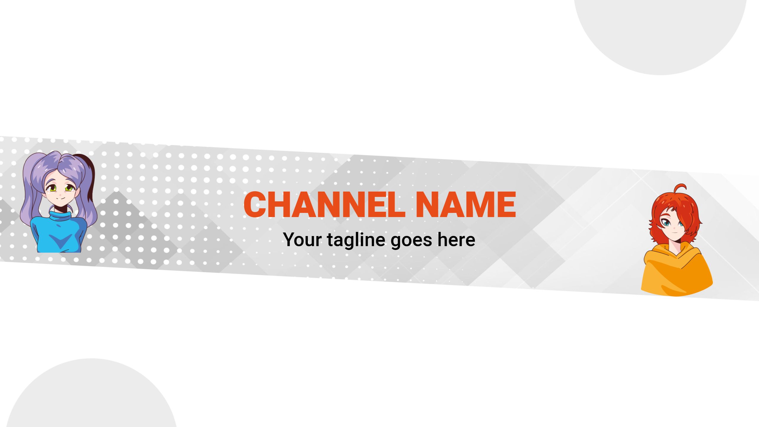 Playful Animated Characters on Light Gray YouTube Banner Template