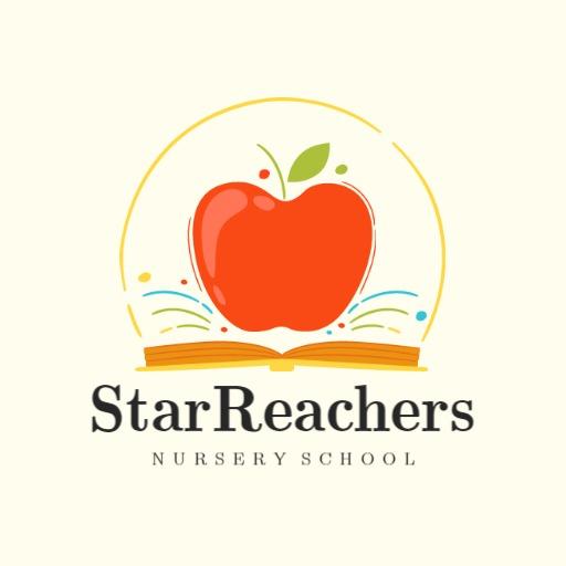 Playful Apple and Book Design for Nursery School Logo Template