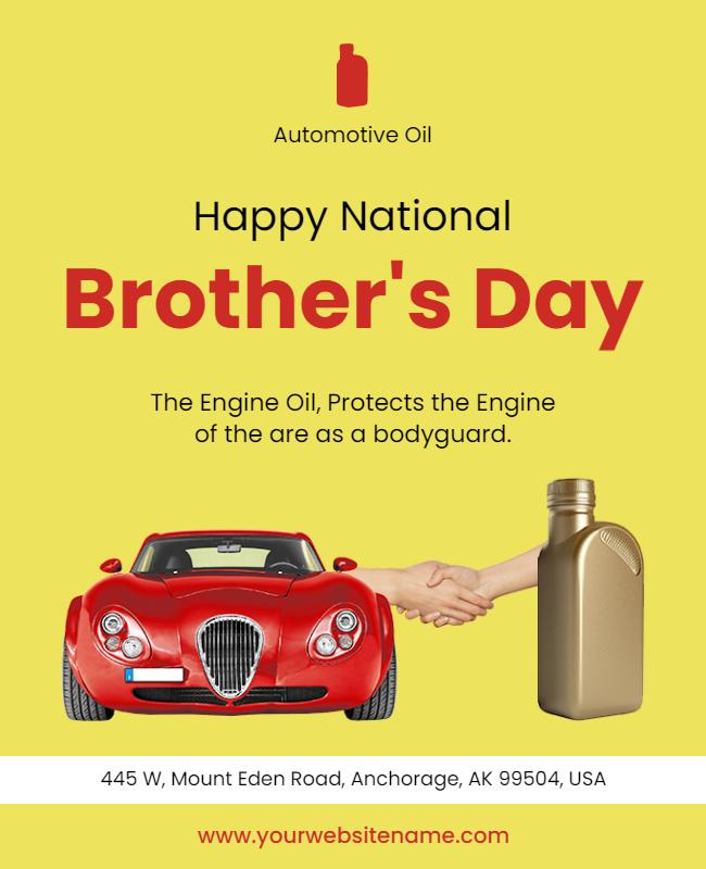 Playful Automotive Oil Promotion for Brother's Day Poster Template