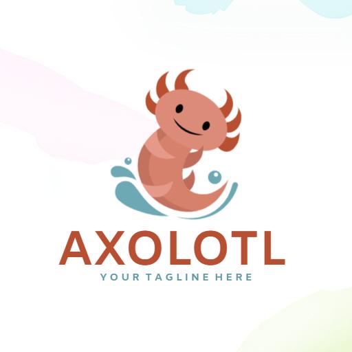 Playful Axolotl Character Swimming in Water Logo Template
