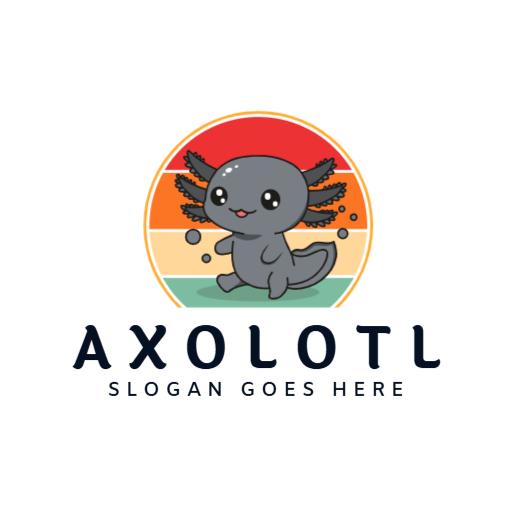 Playful Axolotl Character with Colorful Circle Logo Template