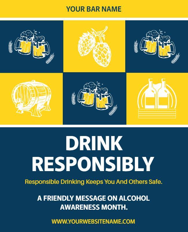 Playful Beer and Cocktails Awareness Message Poster Template
