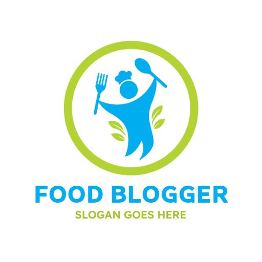 Playful Blue and Green Food Blogger Celebrating Culinary Arts Logo Template