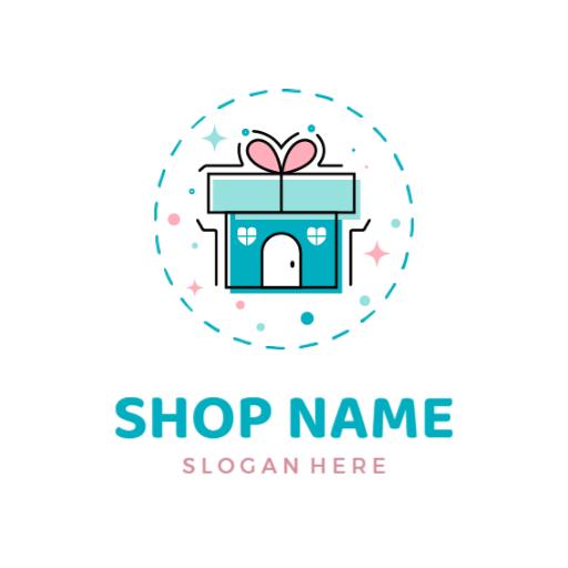Playful Blue and Pink Gift Design for Toy Shop Logo Template