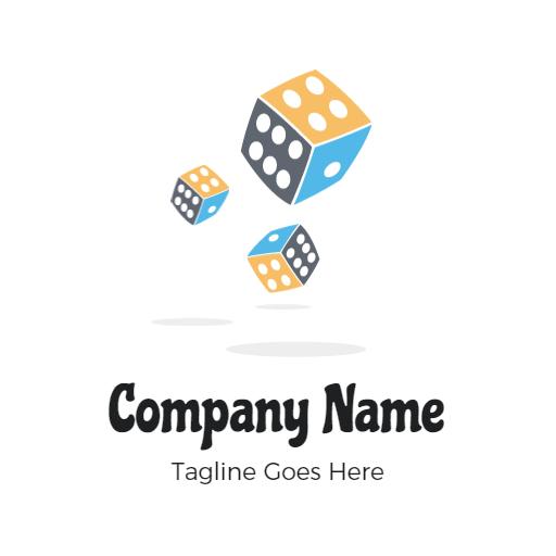Playful Blue and Yellow Dice Representing Fun Gaming Logo Template