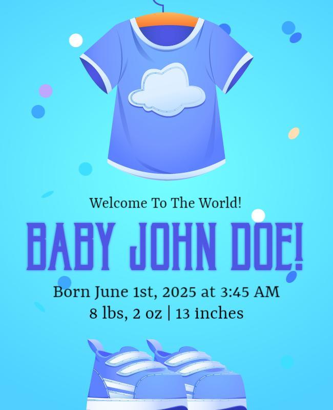 Playful Blue Baby Shower Announcement Poster Template