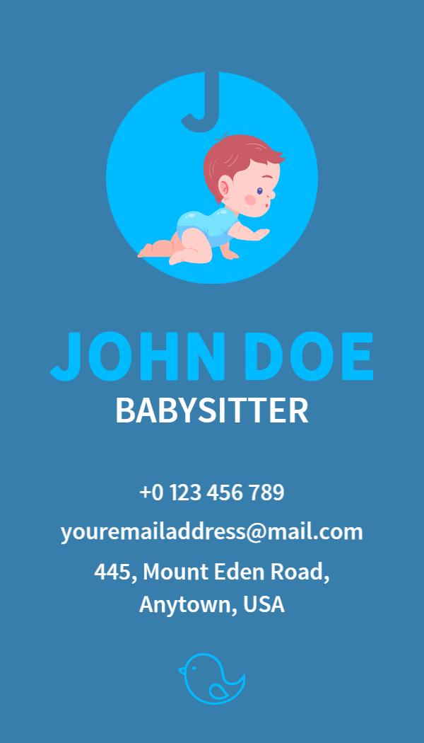 Playful Blue Babysitting Service Business Card Template