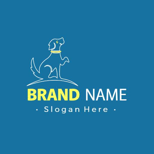 Playful Blue Background Showcasing a Happy Dog Logo Template