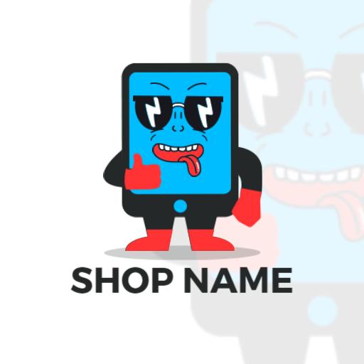 Playful Blue Character with Sunglasses Represents Mascot Logo Template