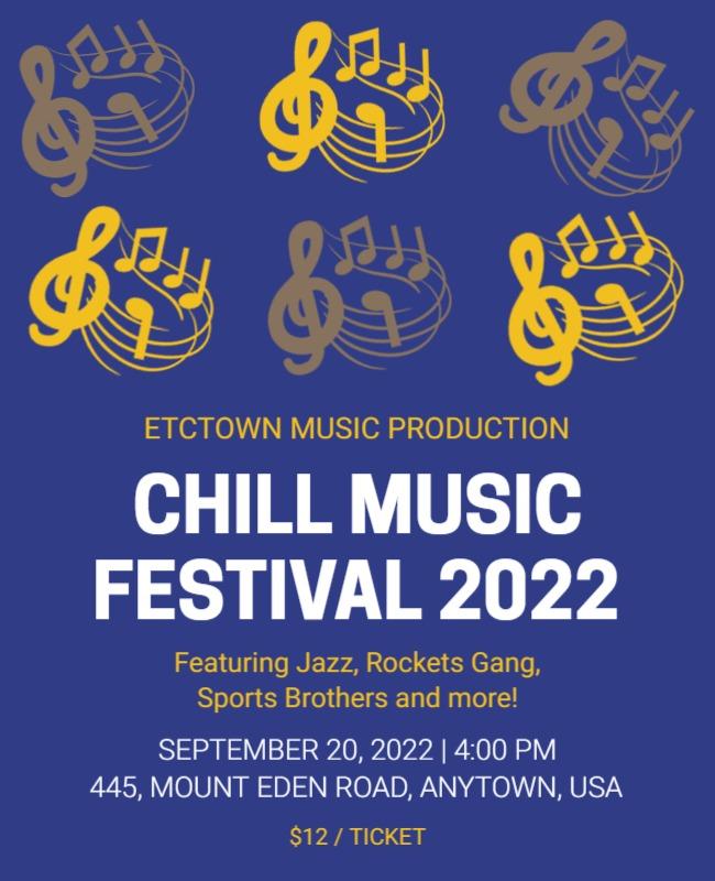 Playful Blue Chill Music Festival Celebration Poster Template