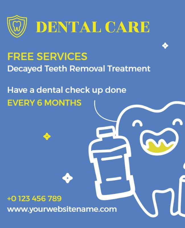 Playful Blue Dental Care Check-Up Services Poster Template