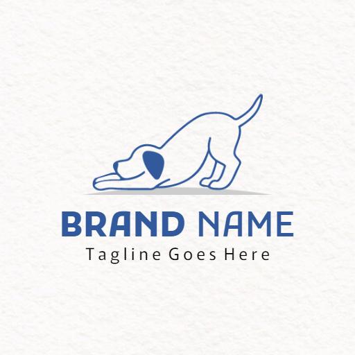 Playful Blue Dog Engaging in Fun Activities Logo Template