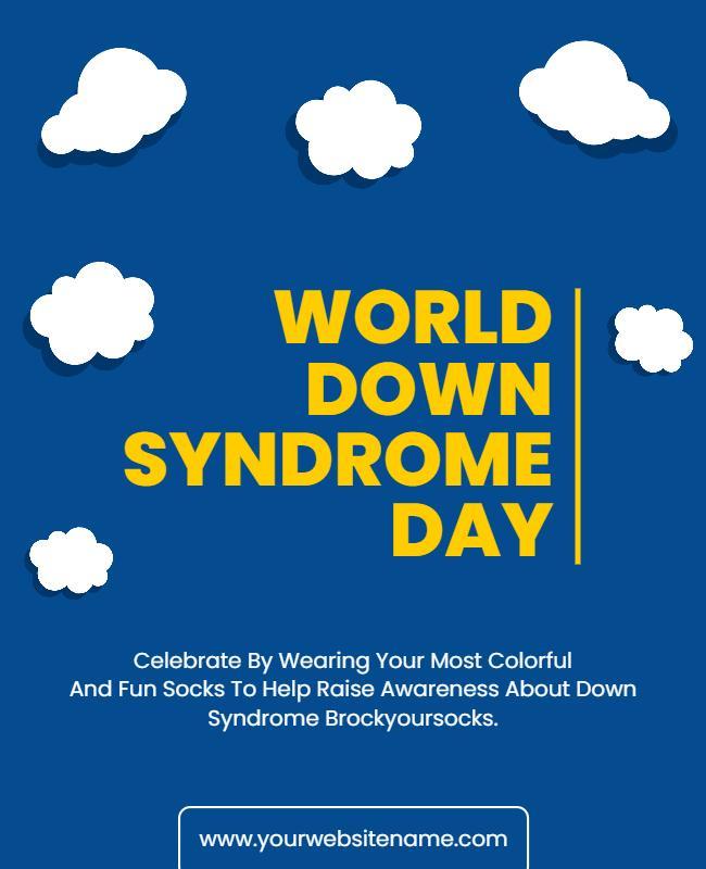 Playful Blue Down Syndrome Awareness Celebration Poster Template