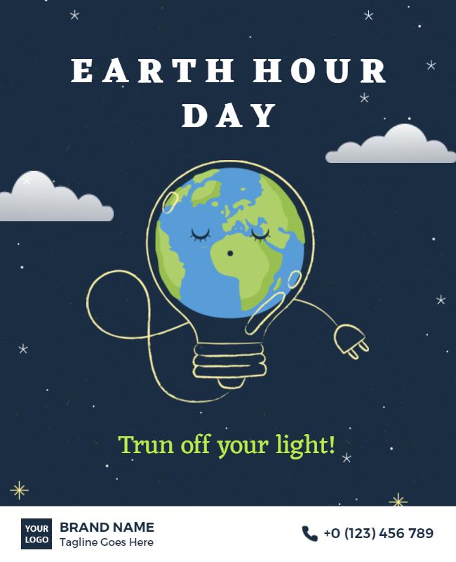 Playful Blue Earth Hour Awareness Day Poster Template