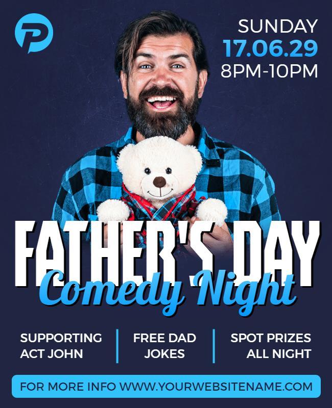 Playful Blue Father's Day Comedy Night Poster Template