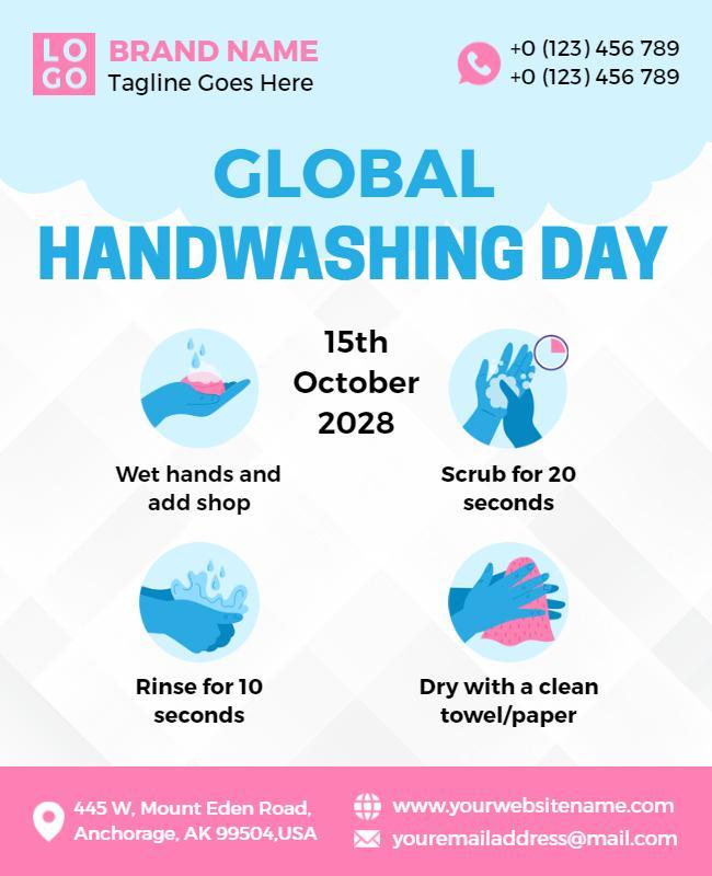Playful Blue Global Handwashing Day Awareness Poster Template