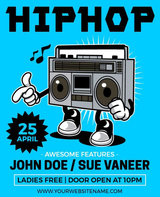 Playful Blue Hip-Hop Music Event Poster Template