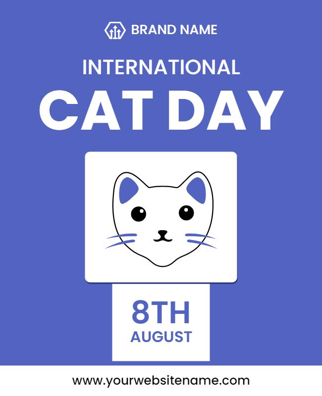 Playful Blue International Cat Day Celebration Poster Template