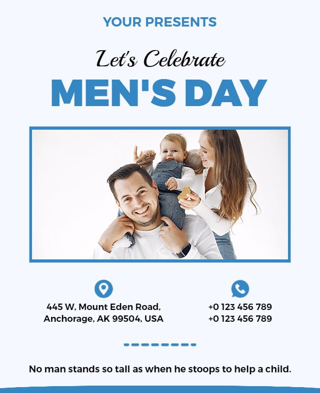 Playful Blue Men’s Day Celebration Family Poster Template