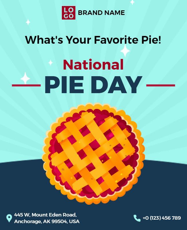 Playful Blue Pie Day Celebration Poster Template