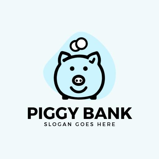 Playful Blue Piggy Bank Design for Savings Logo Template