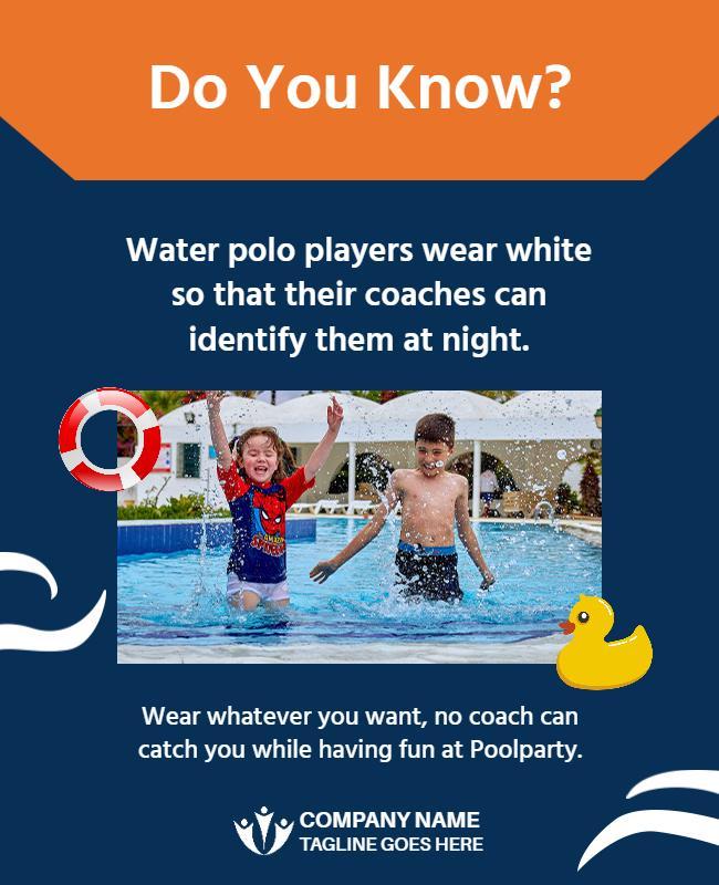 Playful Blue Pool Party Awareness Fun Poster Template