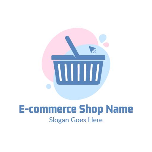 Playful Blue Shopping Basket Design for E-commerce Logo Template
