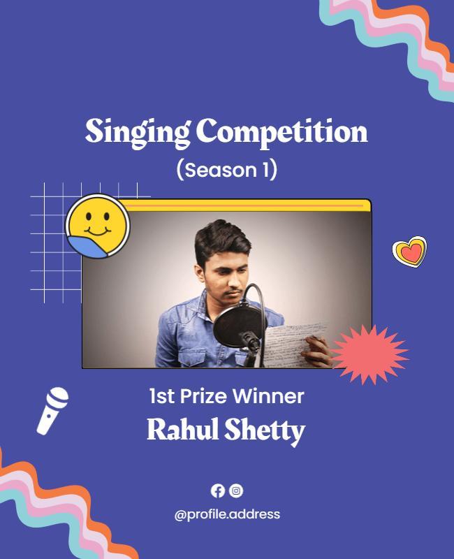 Playful Blue Singing Competition Winner Poster Template