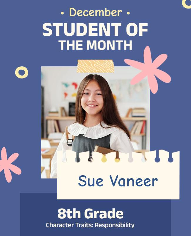 Playful Blue Student of the Month Recognition Poster Template