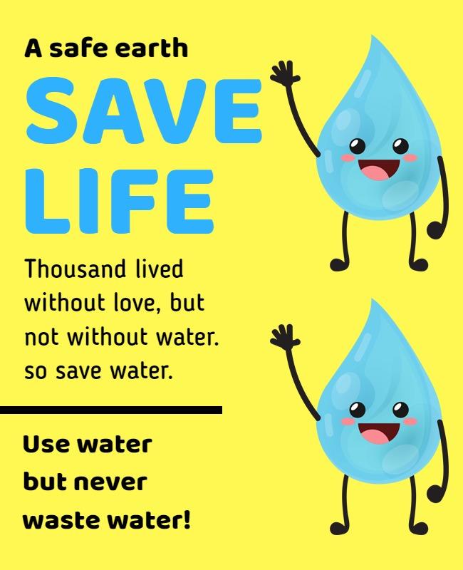 Playful Blue Water Conservation Awareness Poster Template