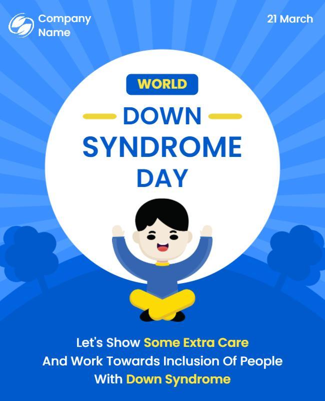 Playful Blue World Down Syndrome Day Awareness Poster Template