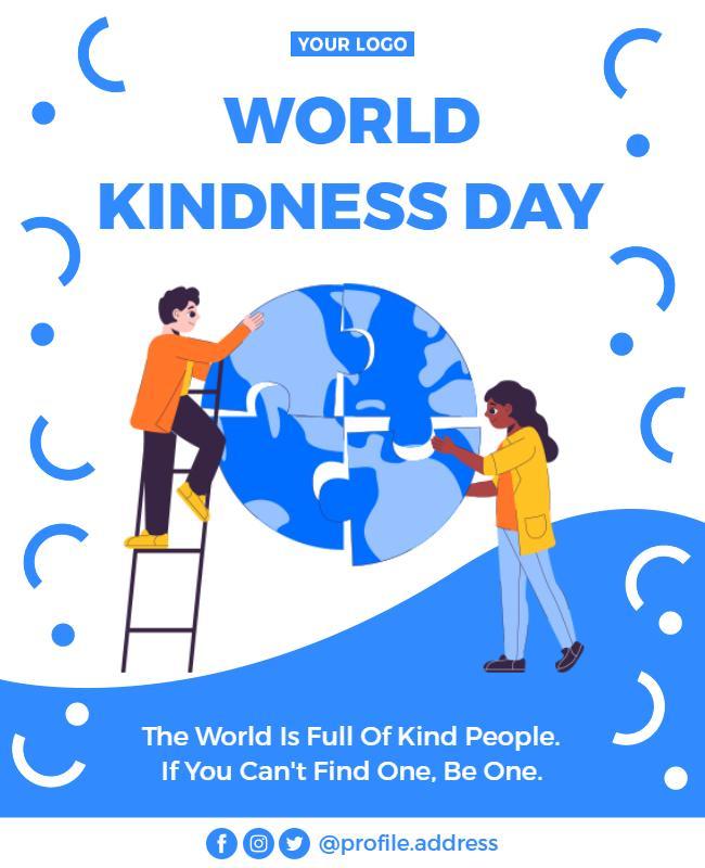 Playful Blue World Kindness Day Awareness Poster Template