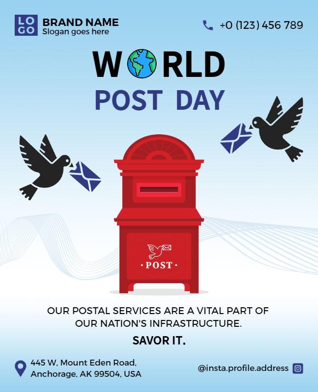 Playful Blue World Post Day Awareness Poster Template