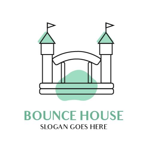 Playful Bounce House Design with Green Accents Logo Template