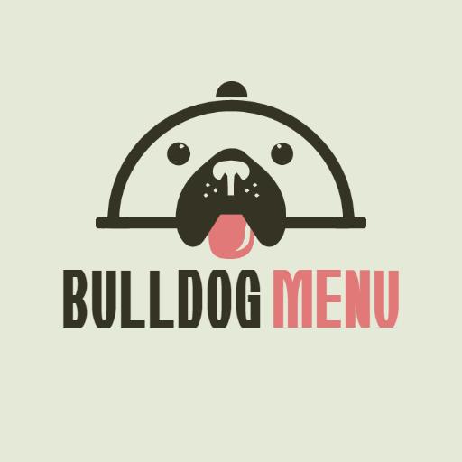 Playful Bulldog Illustration Showcasing Delicious Food Menu Logo Template