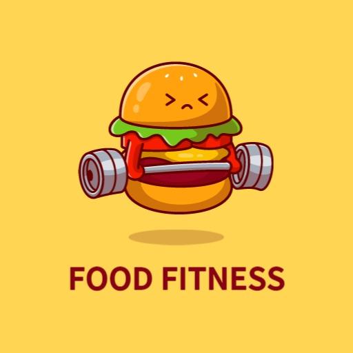 Playful Burger Character Promoting Food Fitness Concept Logo Template