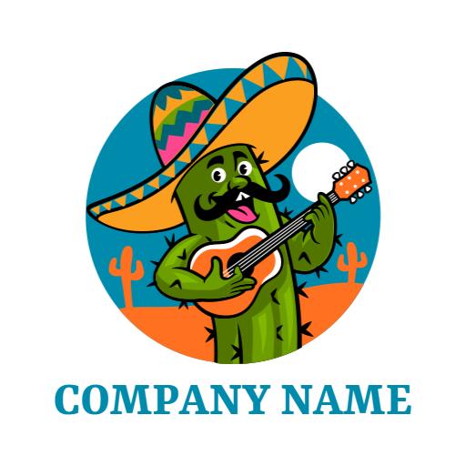 Playful Cactus Character Celebrating Mexico's Culture Logo Template