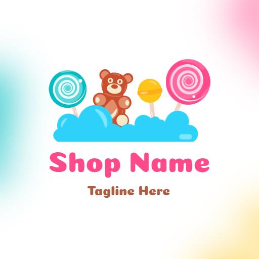 Playful Candy Shop Design Featuring Colorful Gummies Logo Template